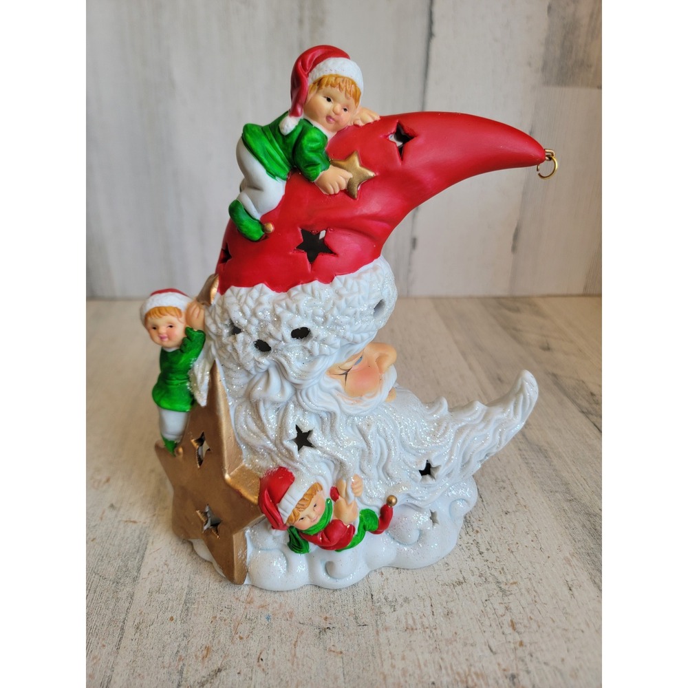 Crescent moon tea light candle holder elf star ceramic ornament hanger home